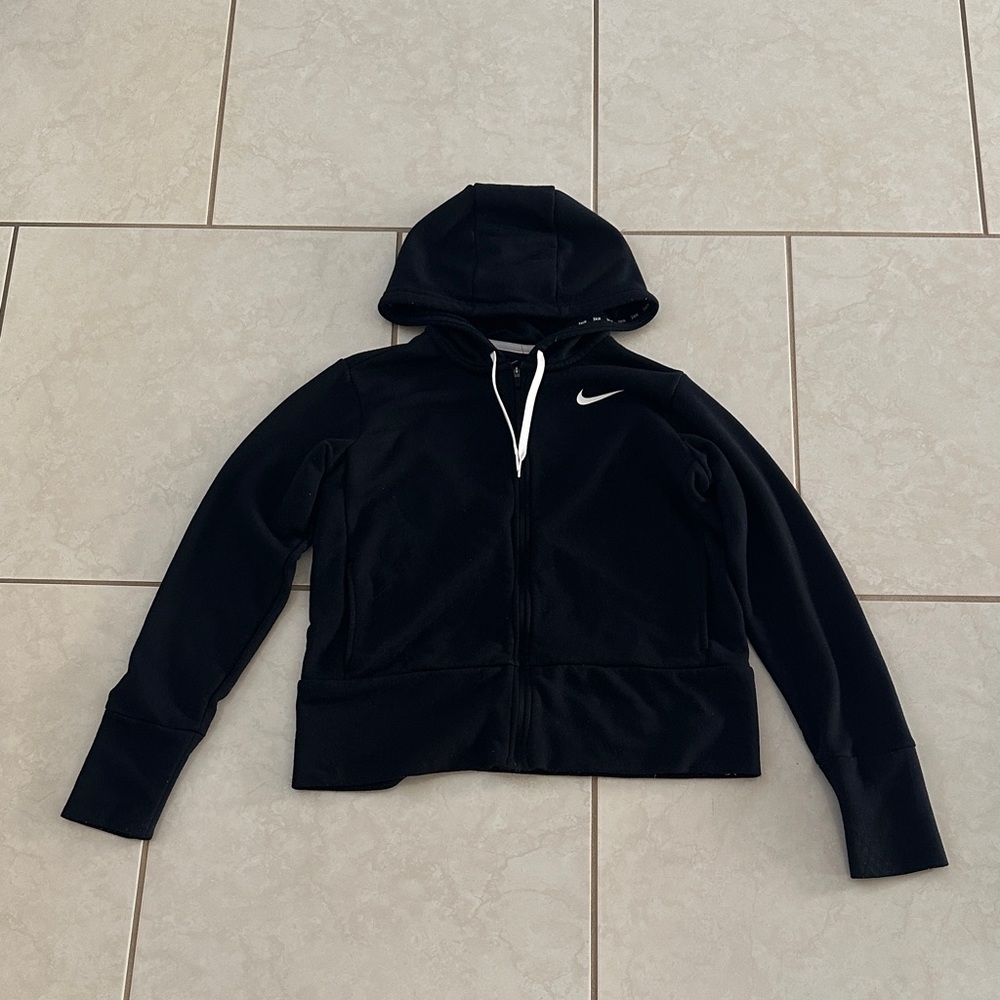 Nike Black Full-Zip Hoodie with White Swoosh